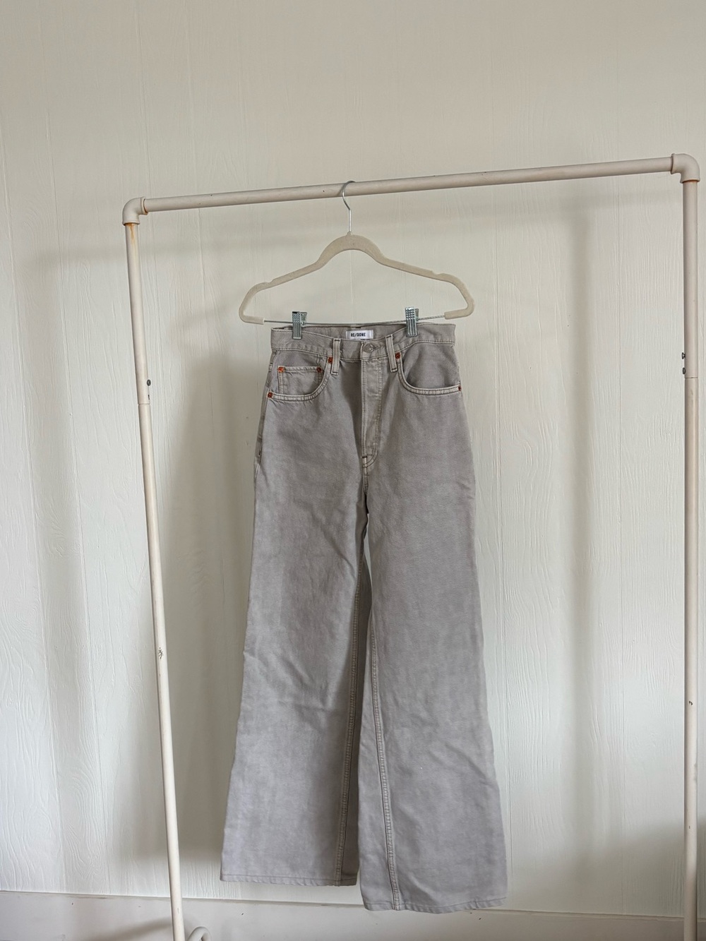 Re/Done Light Gray Wide-Leg Jeans